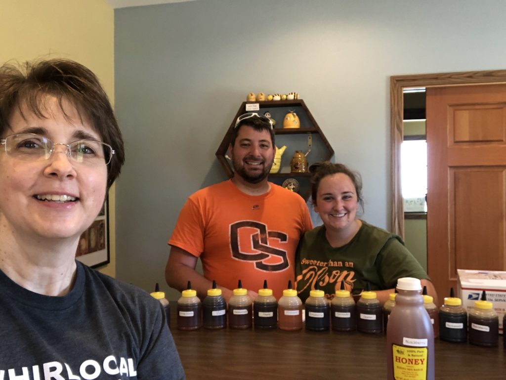 Flying Bee Ranch, owners Jeremy Mitchell and Delsey Maus in their honey tasting room