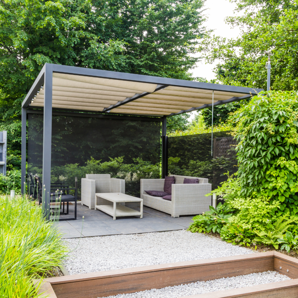 covered patio area backyard